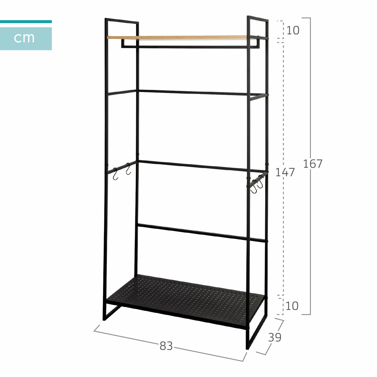 Skåp Max Home Stål Melamin spånskiva 83 x 167 x 39 cm - 4