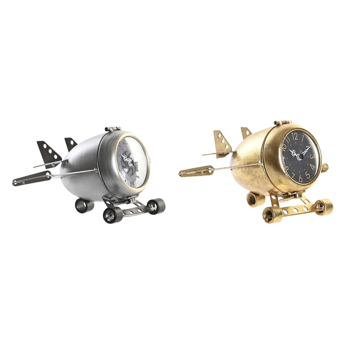 bordsklocka DKD Home Decor Gyllene Silvrig Flygplan (2 antal) - 7