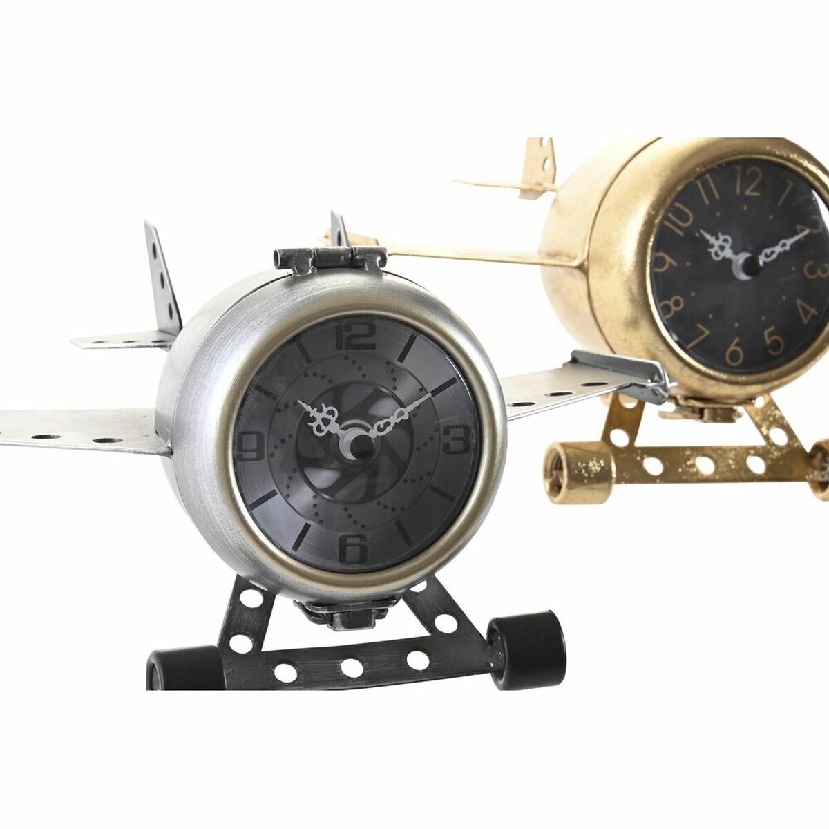 bordsklocka DKD Home Decor Gyllene Silvrig Flygplan (2 antal) - 8