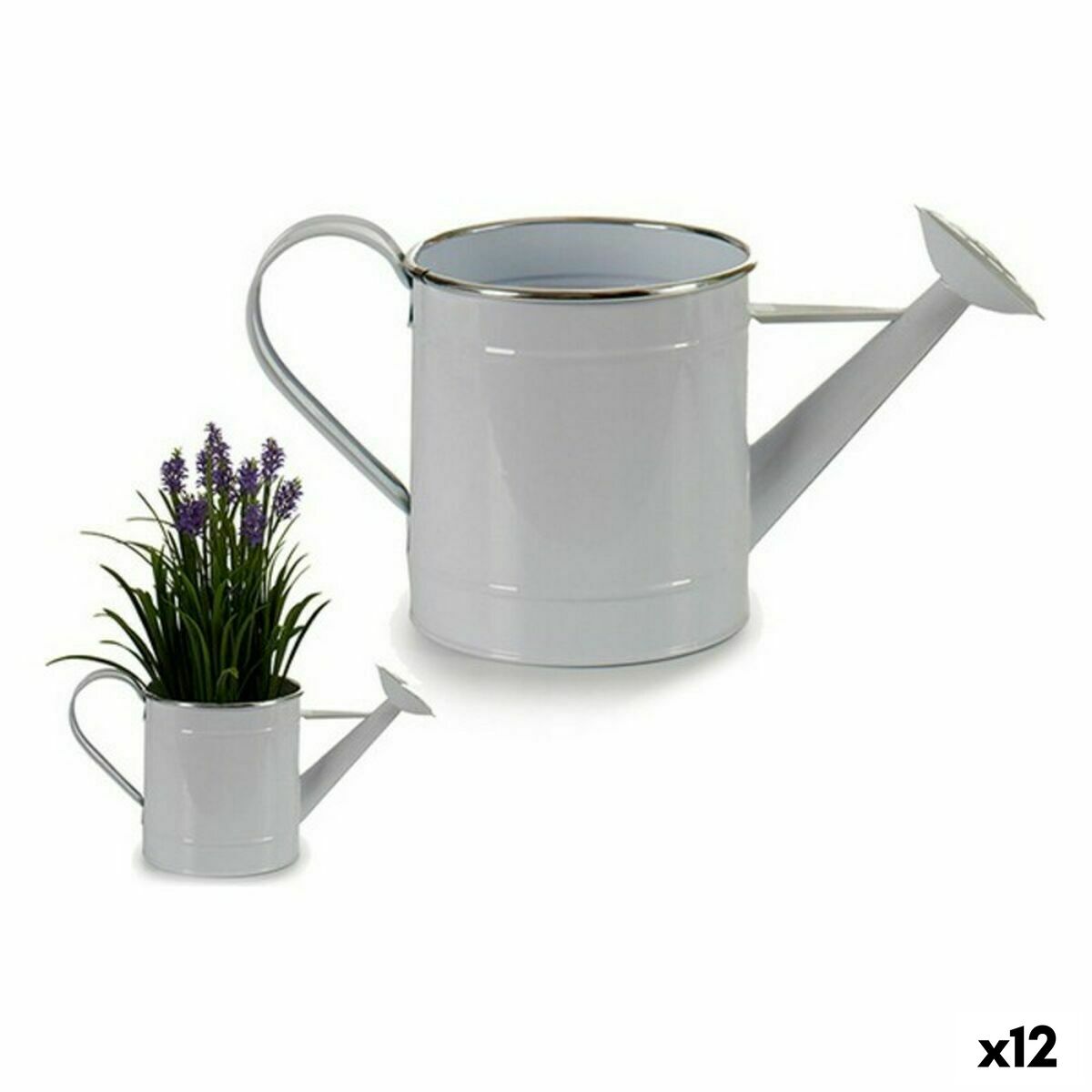 Dekorativ vattenkanna Ibergarden I60472-D Vit Silvrig 2 L 15,7 x 18 x 35,5 cm Metall (12 antal)