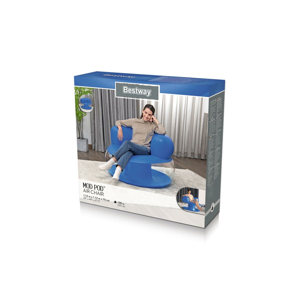 Uppblåsbar fåtölj Bestway Multicolour 112 x 70 x 112 cm - 5