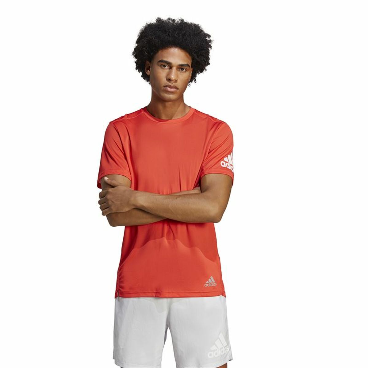 T-shirt med kortärm Herr Adidas Run It Orange - 3