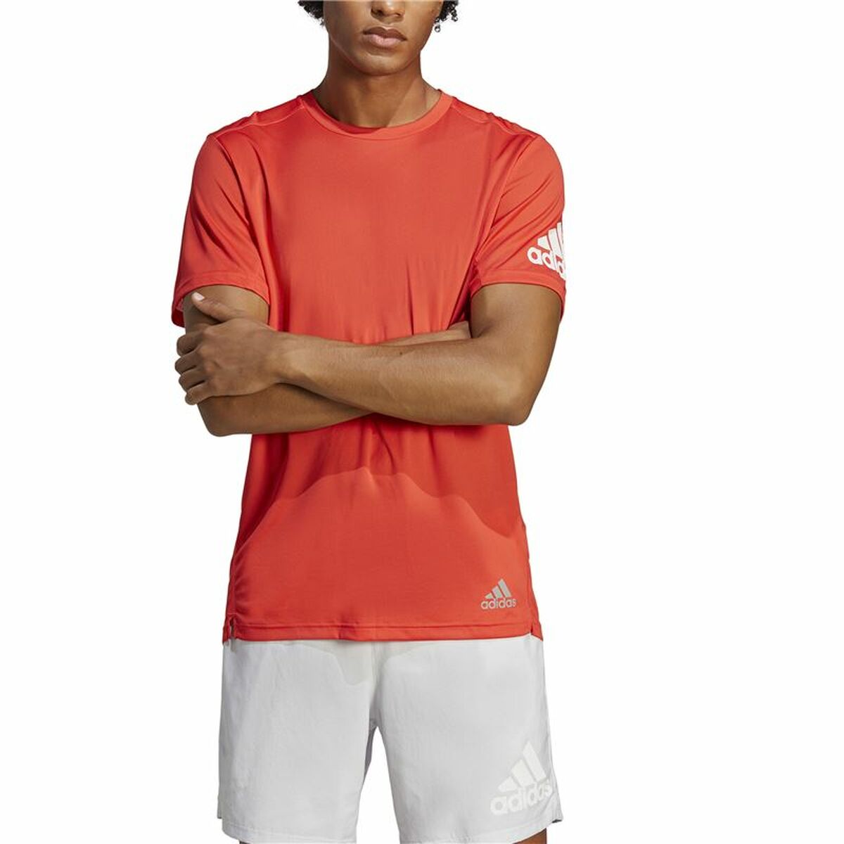 T-shirt med kortärm Herr Adidas Run It Orange - 4