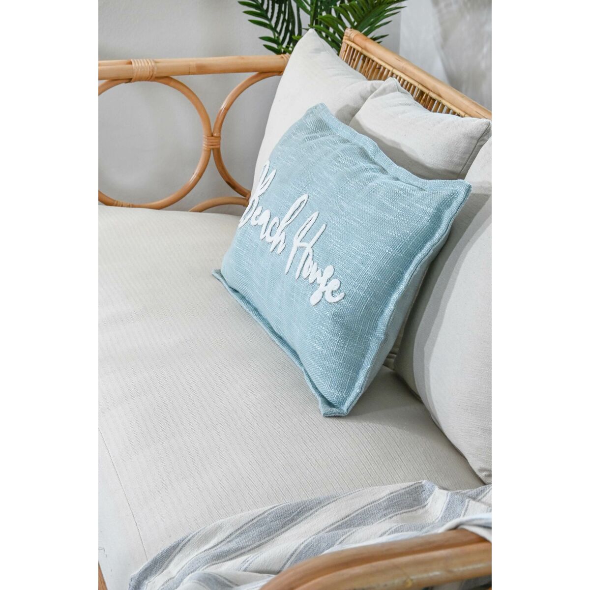 Kudde Home ESPRIT Beach Vit Himmelsblå Medelhavs 60 x 10 x 35 cm - 2