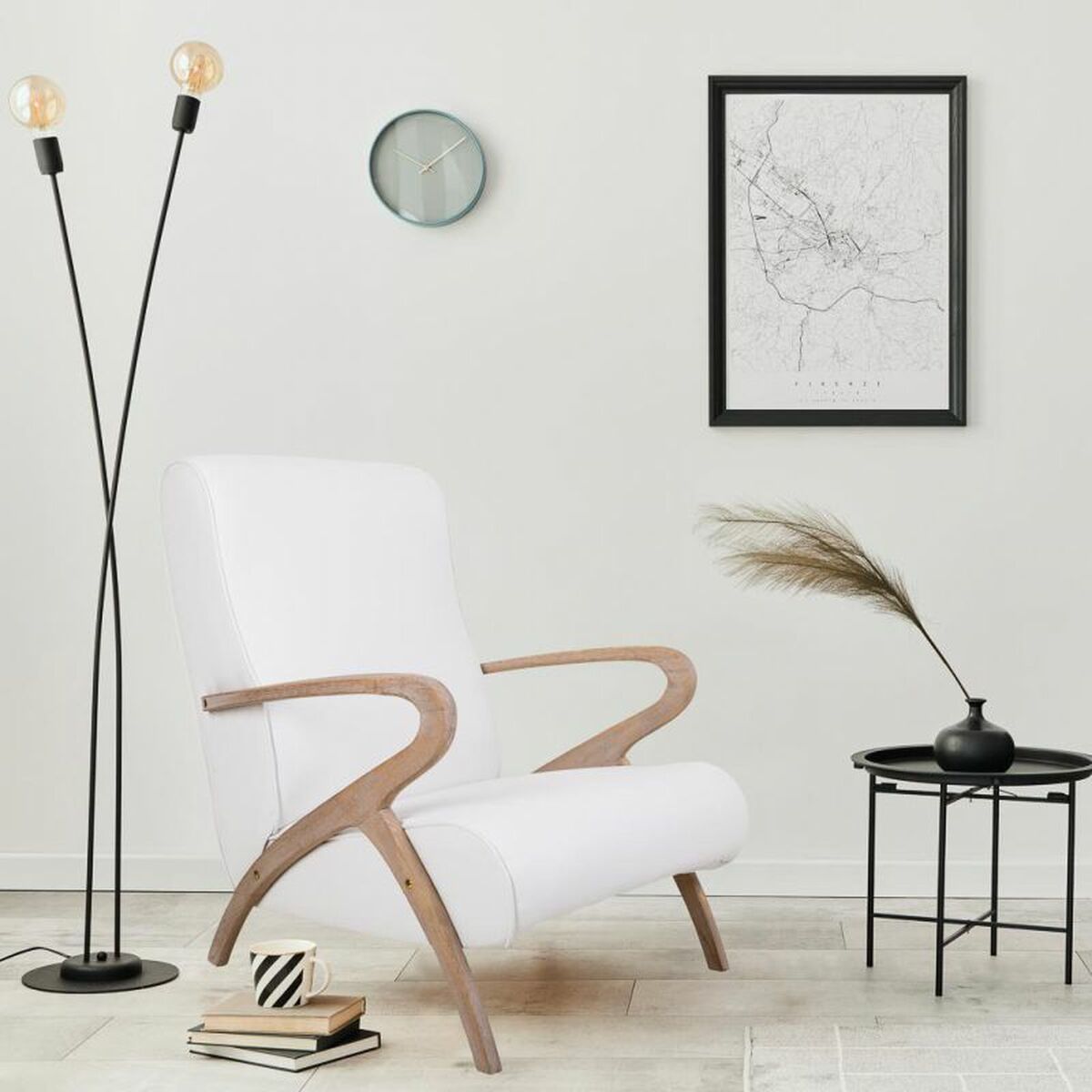Fåtölj Alexandra House Living Vit 55 x 85 x 57 cm Möbeltapetsering Konstläder - 2