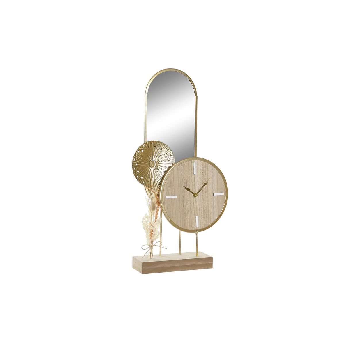 bordsklocka DKD Home Decor Gyllene Naturell