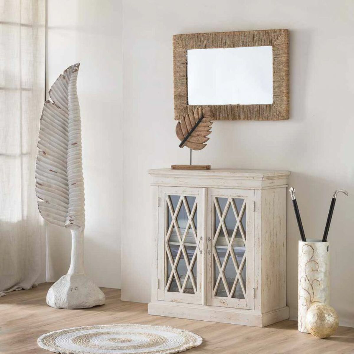 Prydnadsfigur Alexandra House Living Vit Blad 38 x 180 x 38 cm - 2