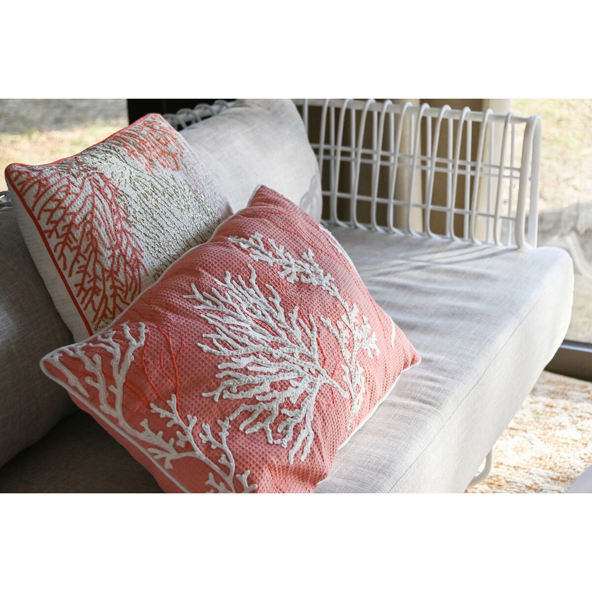 Kudde Home ESPRIT Vit Korall Medelhavs 60 x 10 x 35 cm - 2