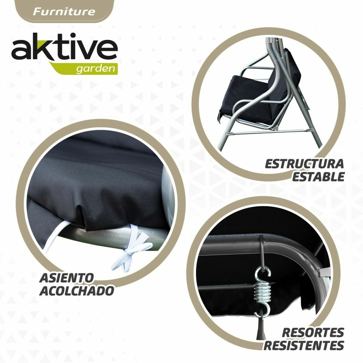 Gungstol/Gunga Aktive 3 platser Svart 180 x 107 x 160 cm - 6