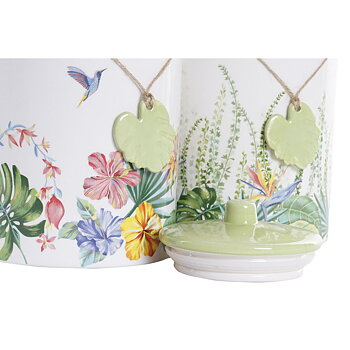 Burk DKD Home Decor Trädgård Multicolour Tropiskt 1 L 12 x 12 x 16 cm (2 antal)