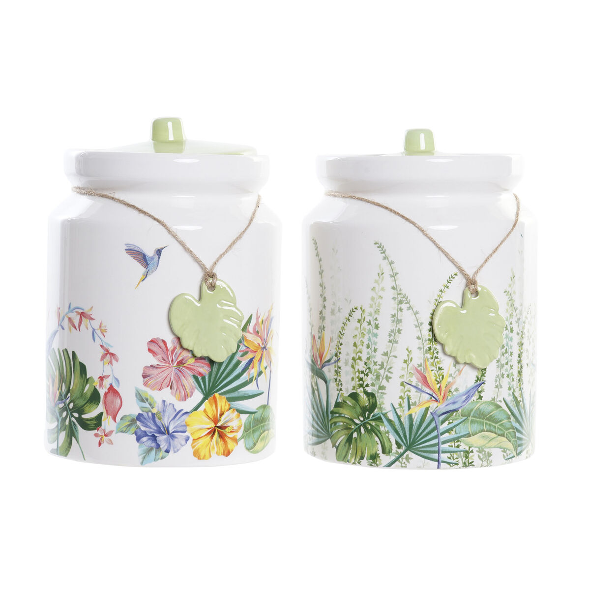 Burk DKD Home Decor Trädgård Multicolour Tropiskt 1 L 12 x 12 x 16 cm (2 antal)