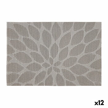 Bordsunderlägg Bidasoa Ikonic Blad Grå PVC (45 x 30 cm) (Pack 12x)