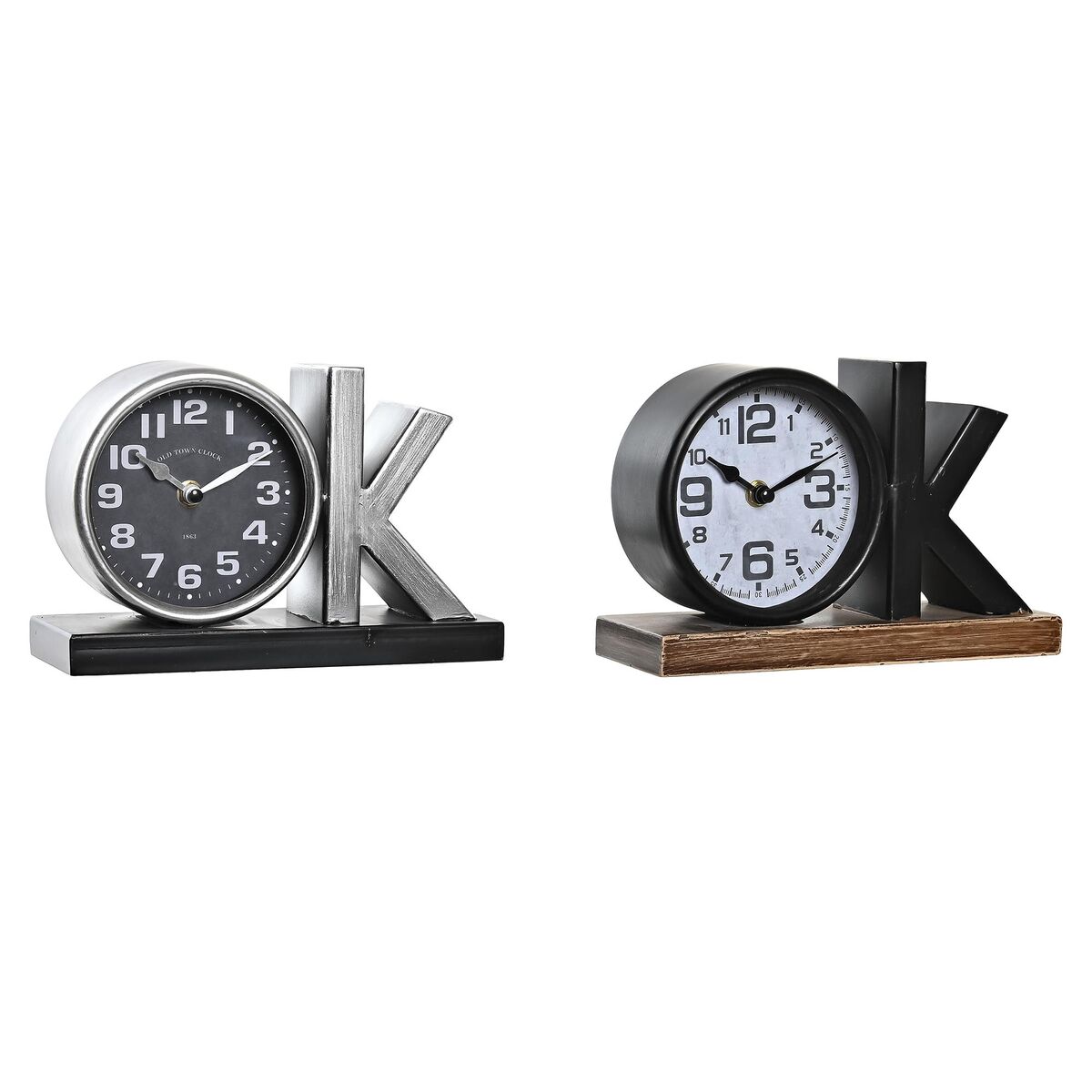 bordsklocka DKD Home Decor Svart Silvrig (2 antal) - 7
