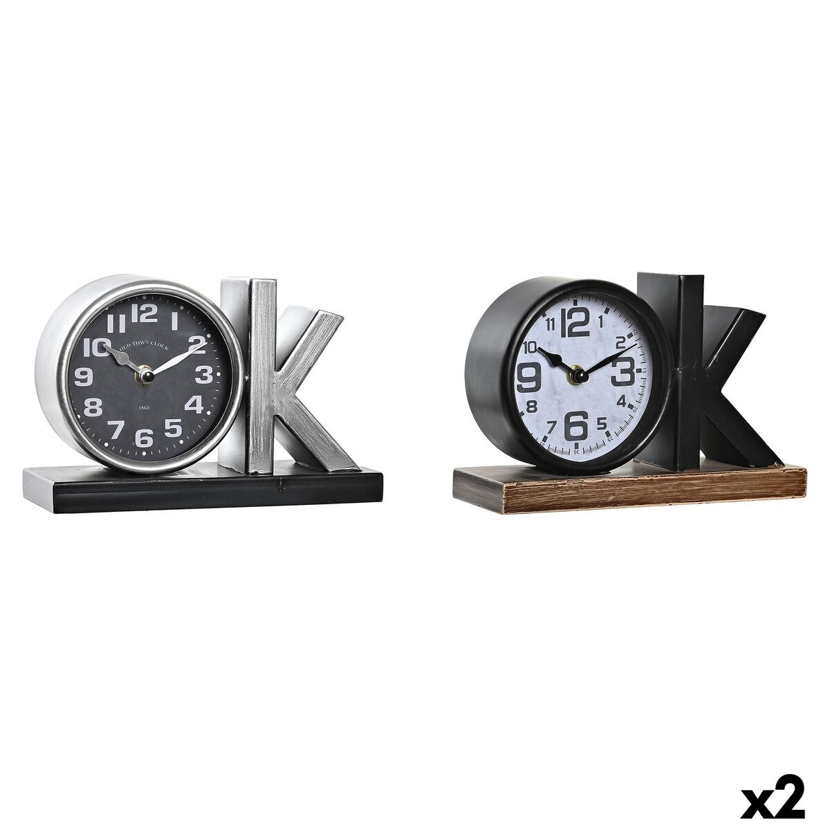bordsklocka DKD Home Decor Svart Silvrig (2 antal) - 10