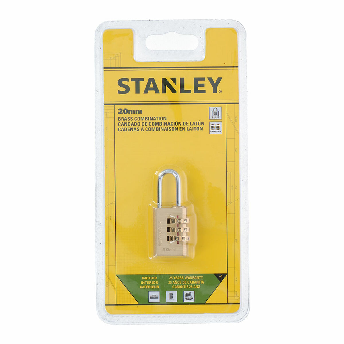 Hänglås med kod Stanley Mässing (2 cm) - 2