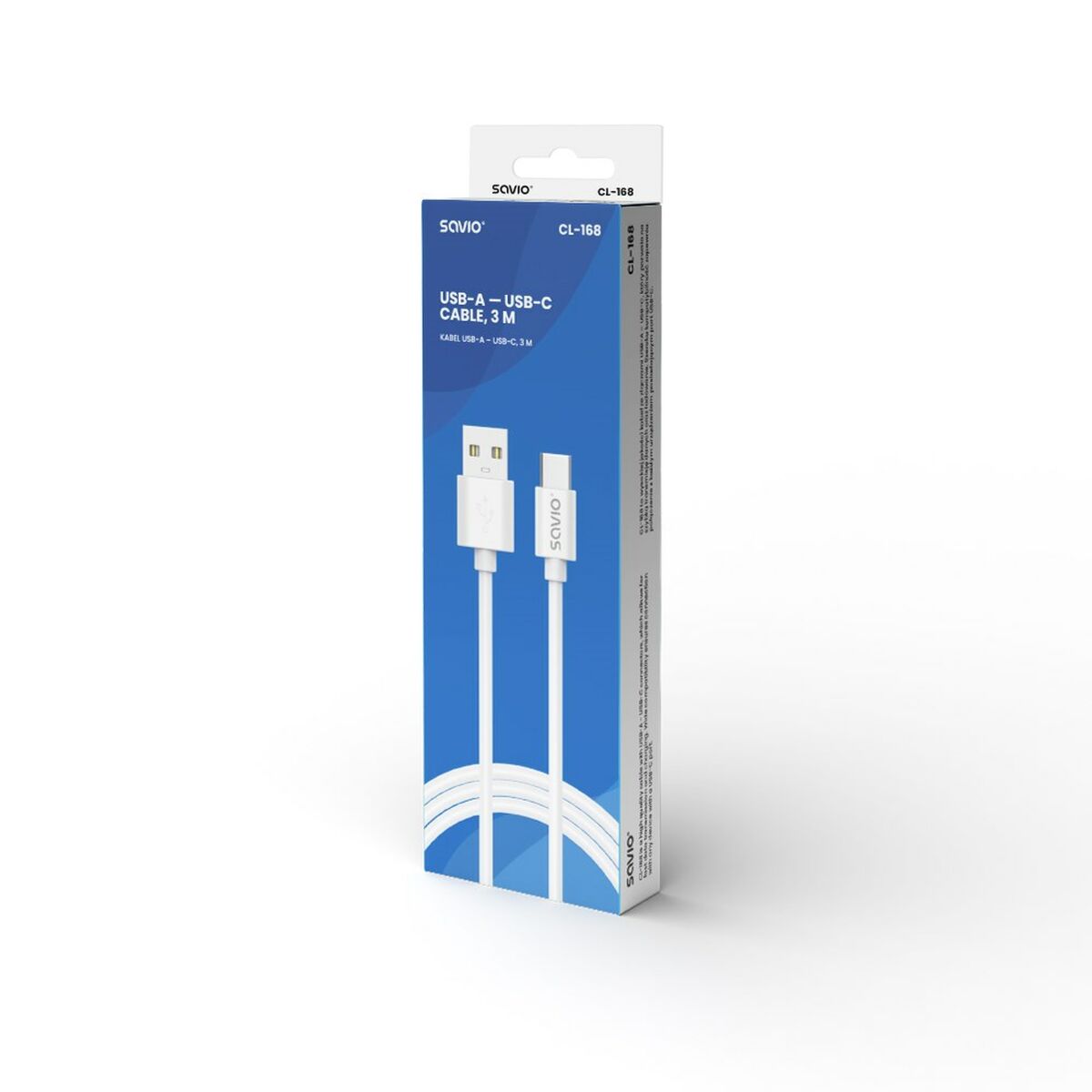 USB A till USB C Kabel Savio CL-168 Vit 3 m - 7