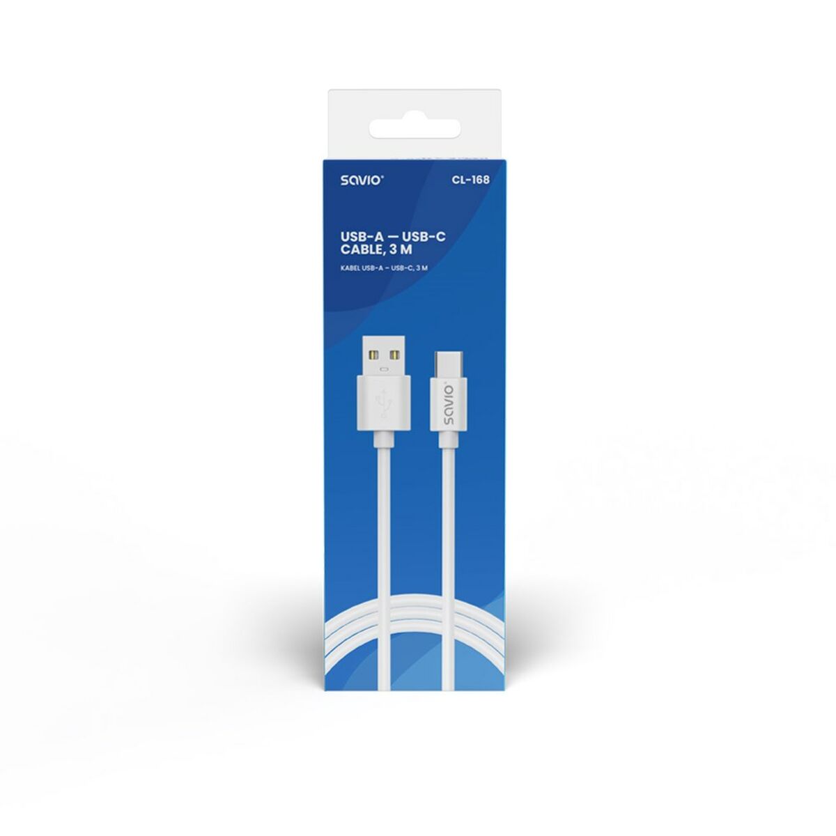 USB A till USB C Kabel Savio CL-168 Vit 3 m - 4