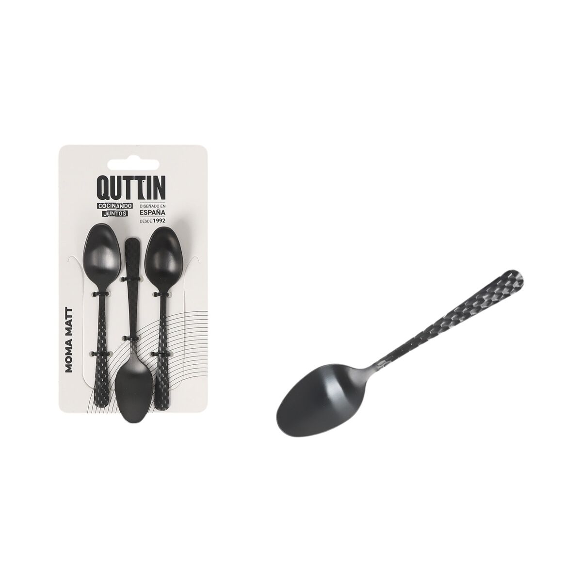 Kaffesked Quttin MOMA Svart 10,6 x 2,5 cm 3 Delar (12 antal)