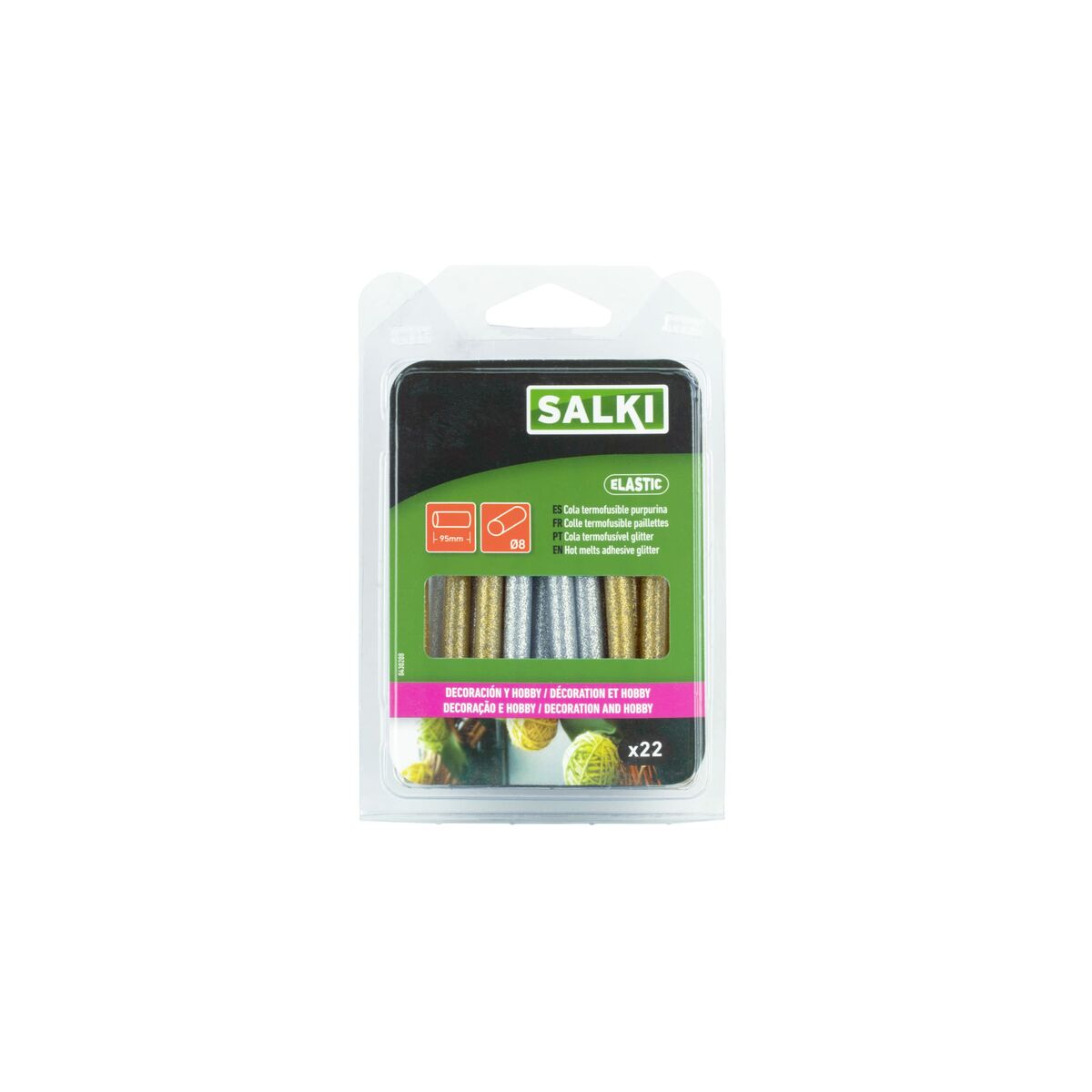 Smältlimstift Salki 430208 Silvrig Gyllene Glitter Dekoration Ø 8 x 95 mm 105 g (22 antal) - 6