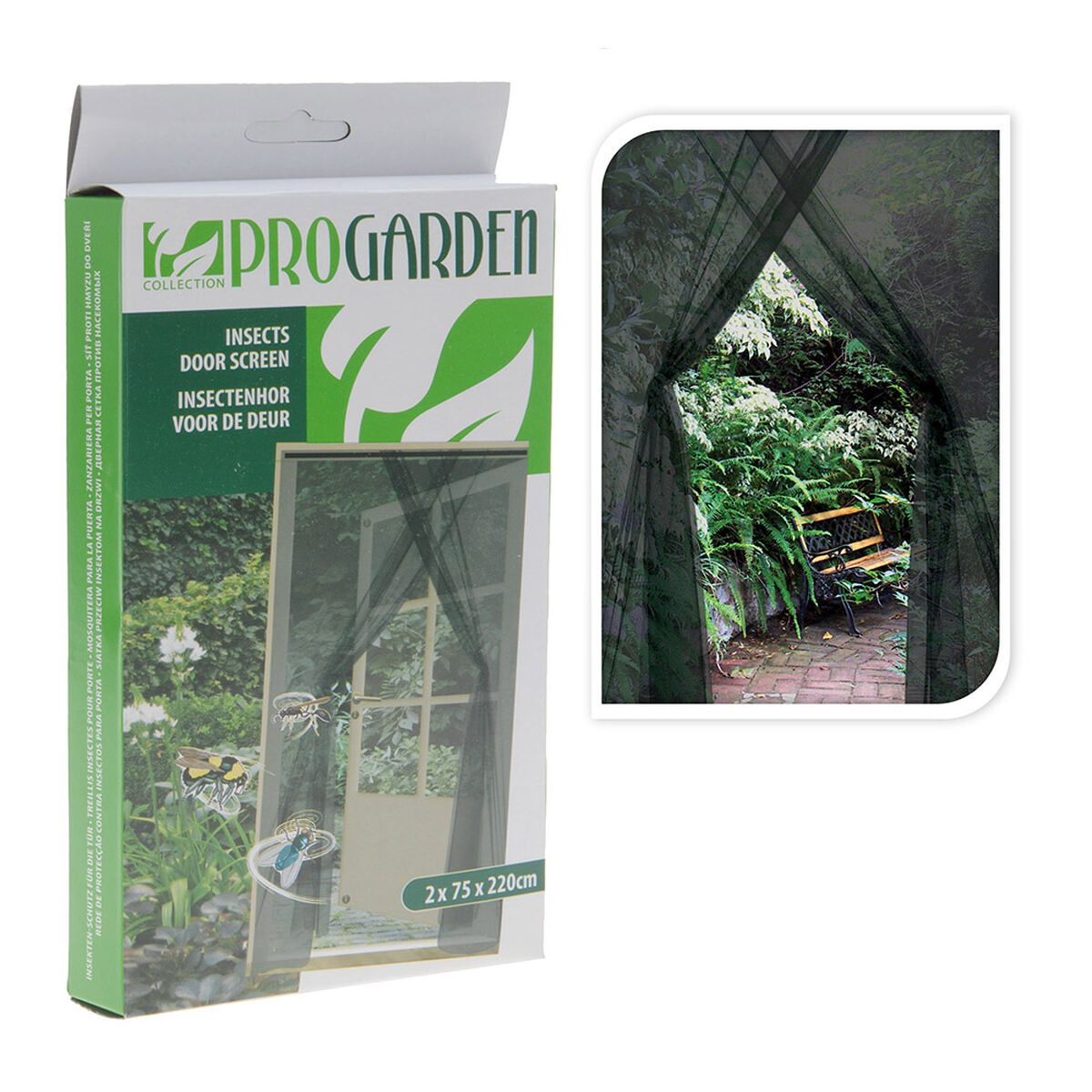 Insektsgard Progarden Dörrar 2 Delar Glasfiber Svart (2 x 75 x 220 cm)