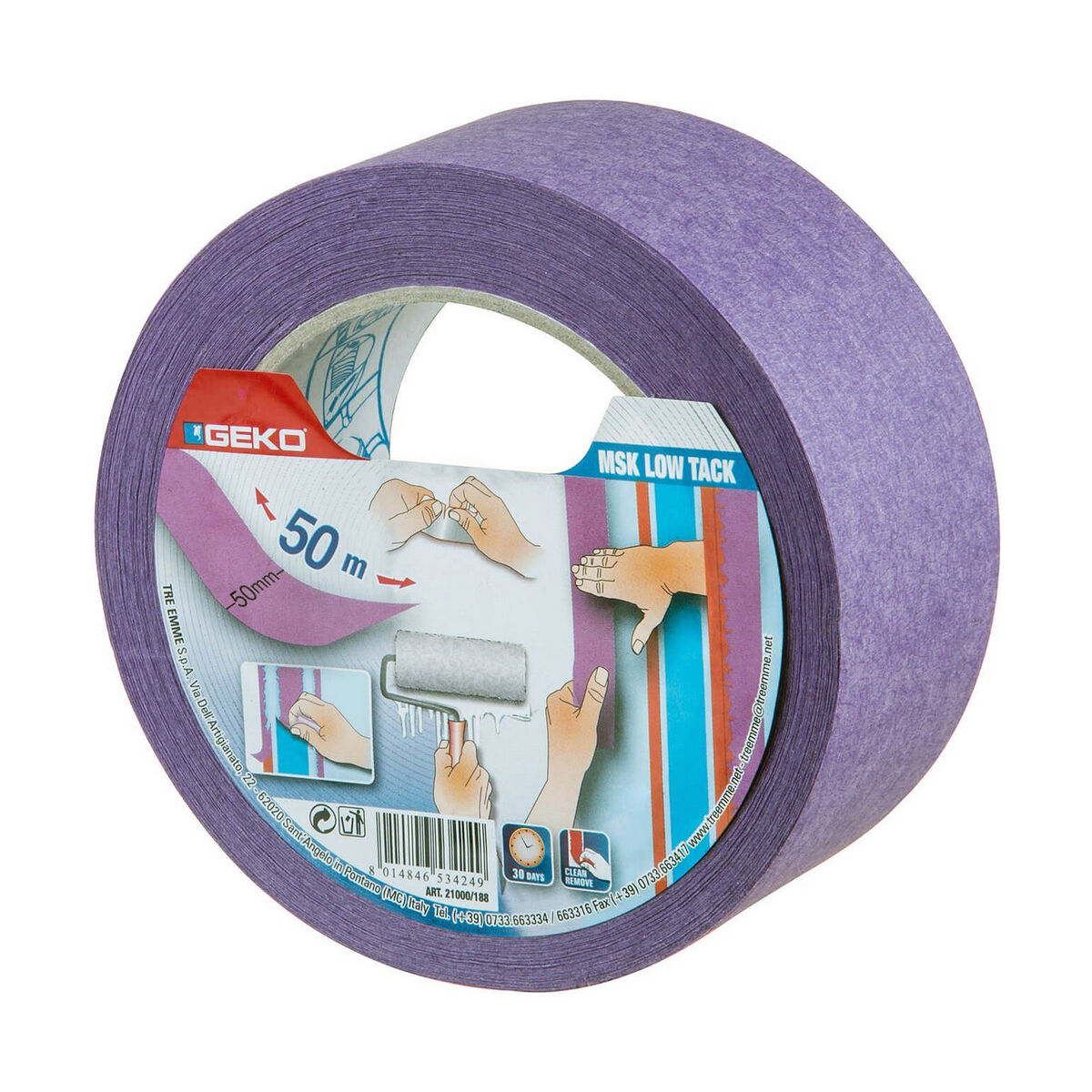 Självhäftande band Geko Violett Papper 50 mm x 50 m