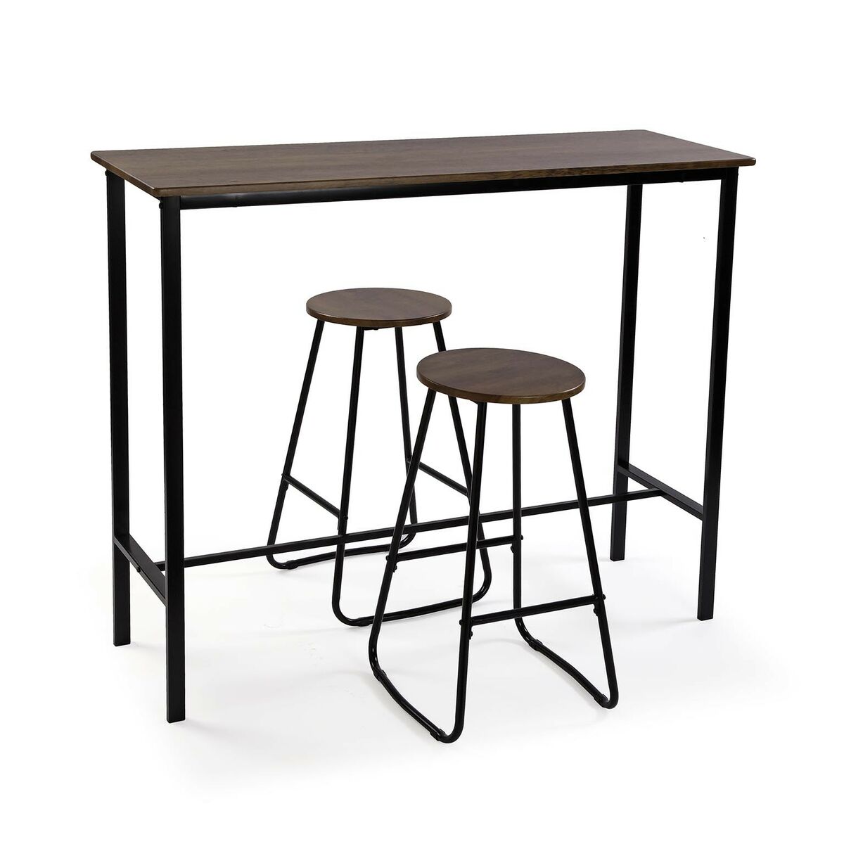 Bordsgrupp med 2 stolar Versa Svart PVC Metall Trä MDF 40 x 120 x 100 cm