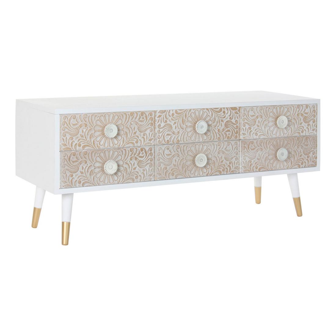 TV-möbler DKD Home Decor 119 x 42 x 50 cm Gran Gyllene Vit Ljusbrun - 6