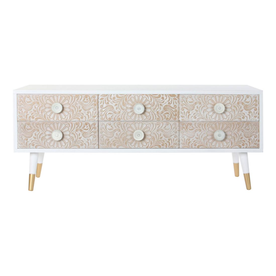 TV-möbler DKD Home Decor 119 x 42 x 50 cm Gran Gyllene Vit Ljusbrun - 7