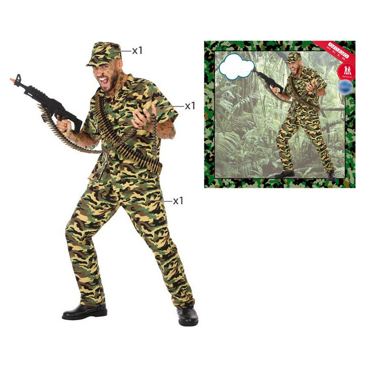 Maskeraddräkt vuxna Shine Inline Militar Grön XS/S - 2