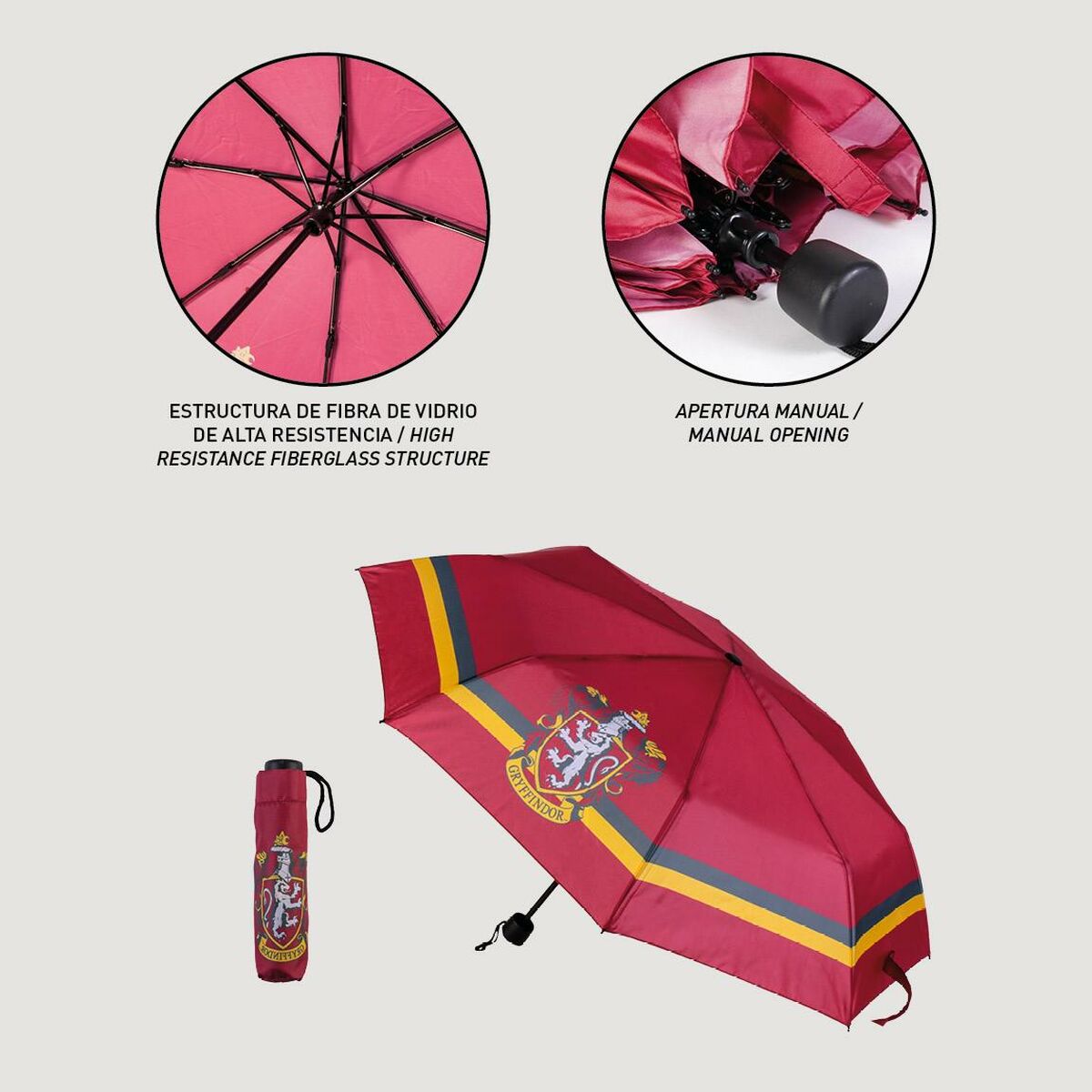 Hopfällbart paraply Harry Potter Gryffindor Röd 53 cm - 4