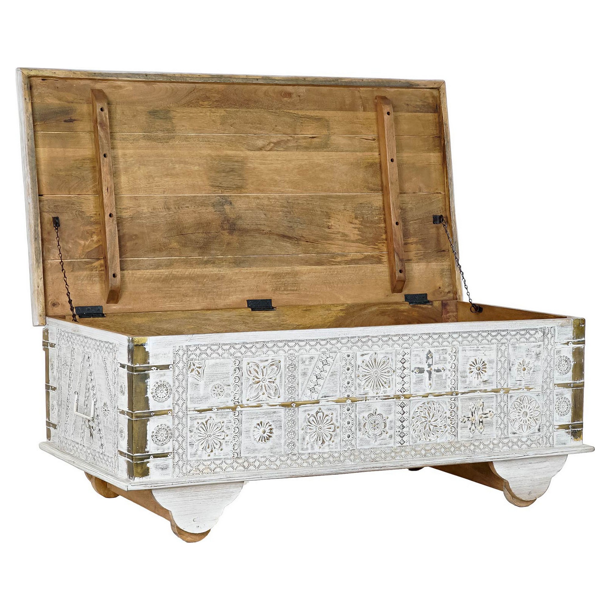 Sidobord DKD Home Decor MB-182010 Vit Gyllene Metall Mangoträ 115 x 60 x 45 cm - 3