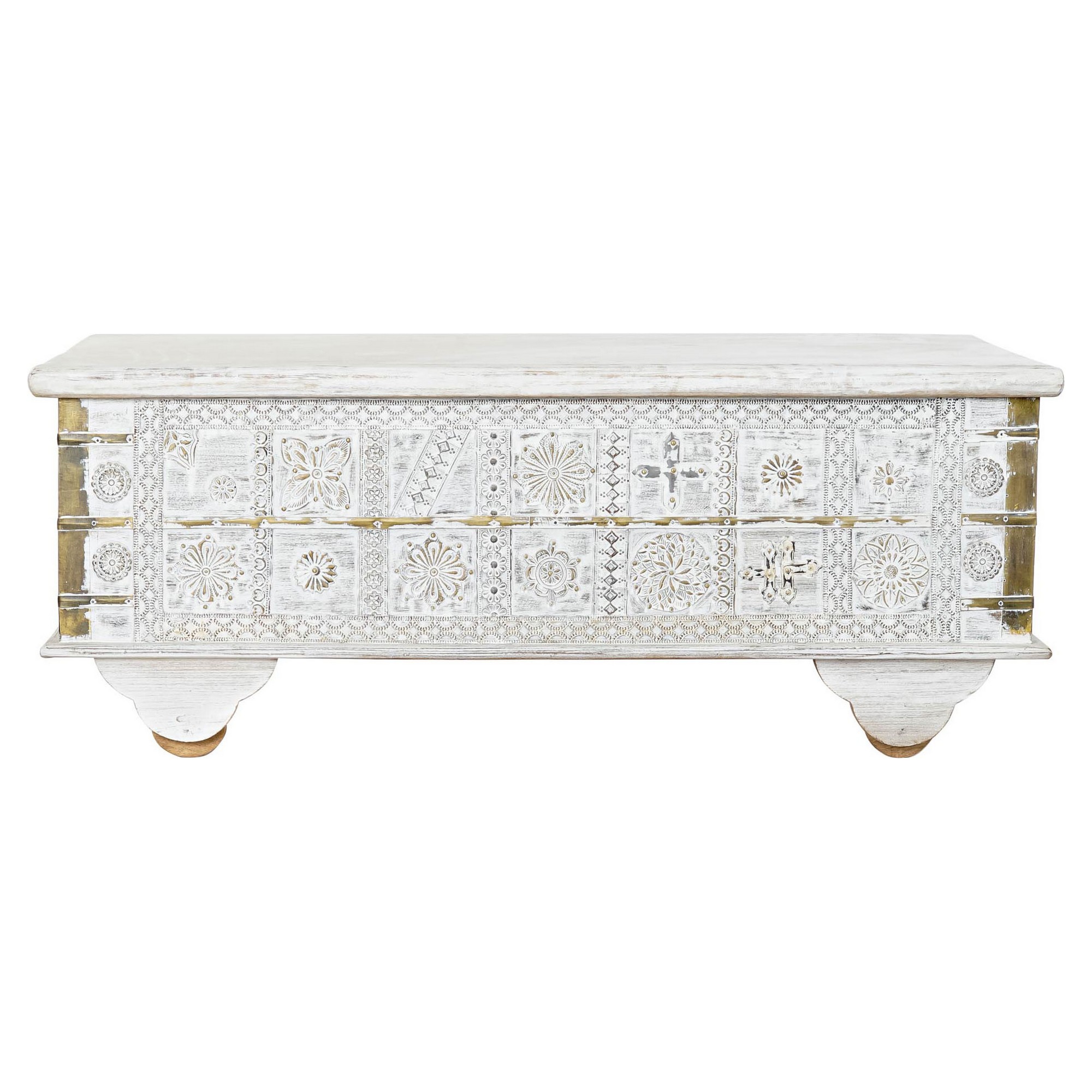 Sidobord DKD Home Decor MB-182010 Vit Gyllene Metall Mangoträ 115 x 60 x 45 cm