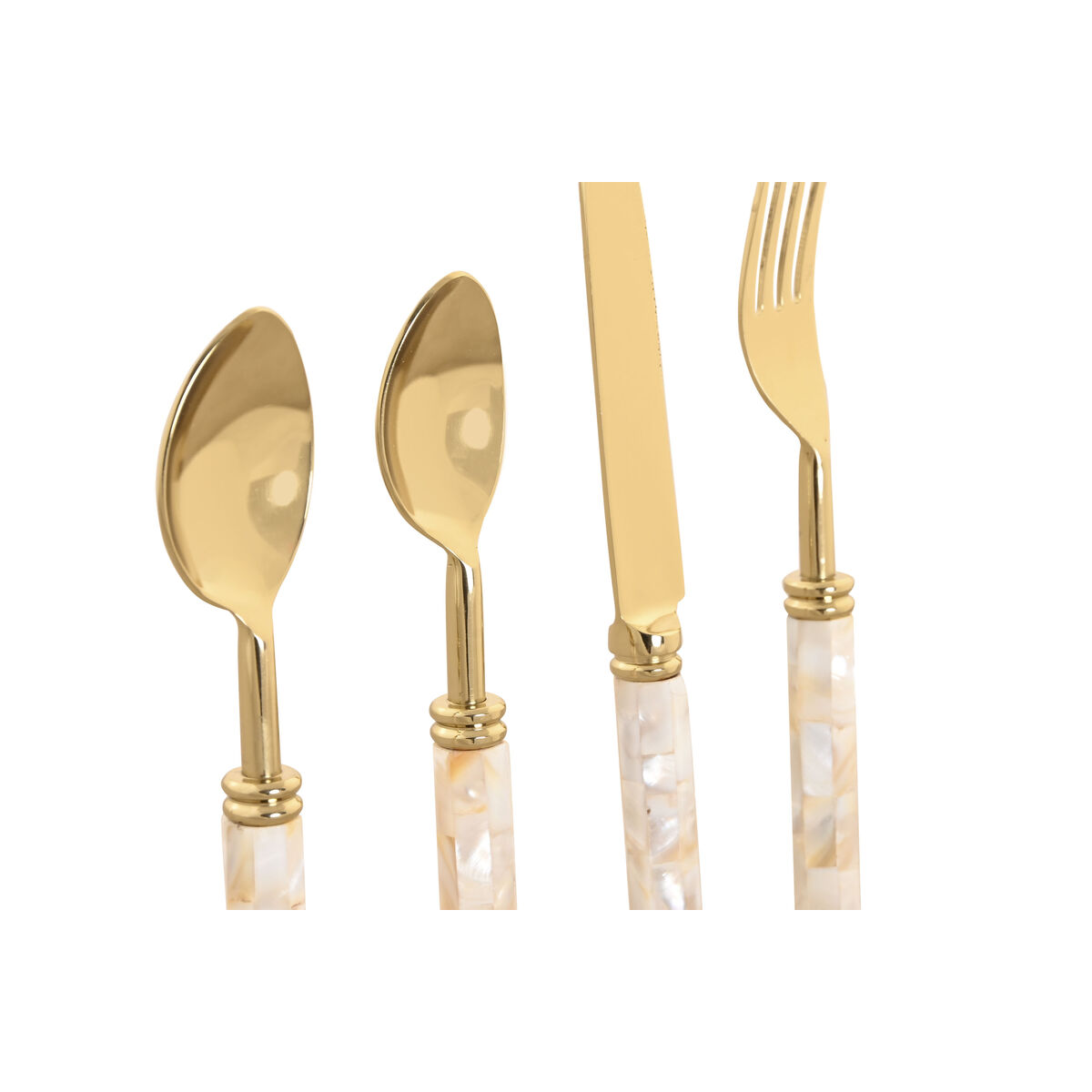 Bestick Home ESPRIT Vit Gyllene Rostfritt stål Pärlemor 4,5 X 2 X 21 CM 16 Delar - 3