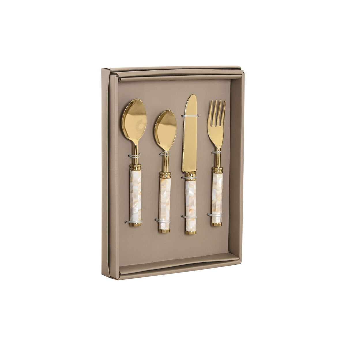 Bestick Home ESPRIT Vit Gyllene Rostfritt stål Pärlemor 4,5 X 2 X 21 CM 16 Delar - 2