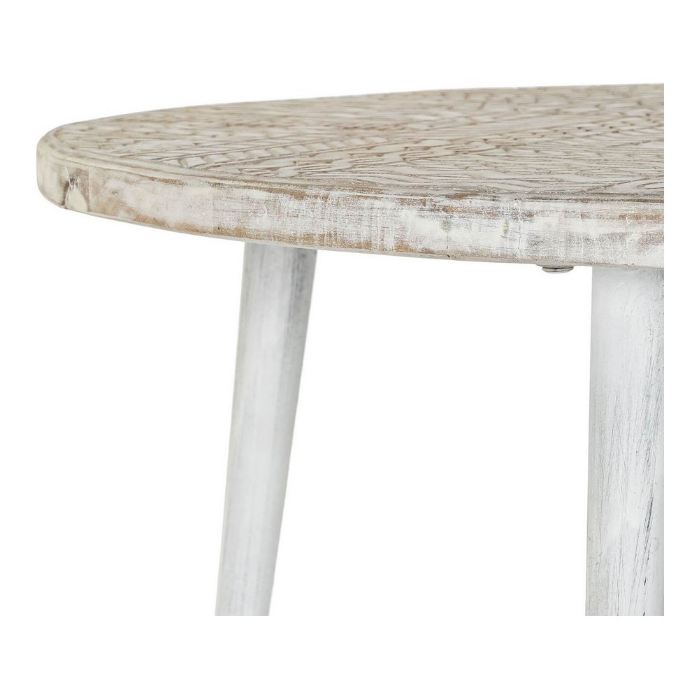 Sidobord DKD Home Decor 8424001820115 75 x 75 x 50 cm Gyllene Metall Vit Mangoträ (75 x 75 x 50 cm) - 3