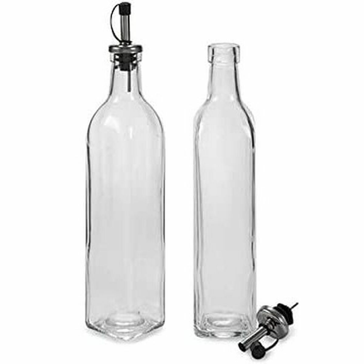 Set med olja och vinäger Vivalto Transparent Glas Silikon Rostfritt stål 500 ml 2 x 50 ml 5,7 x 29,5 x 5,7 cm 12 x 31 x 6 cm (12 - 2