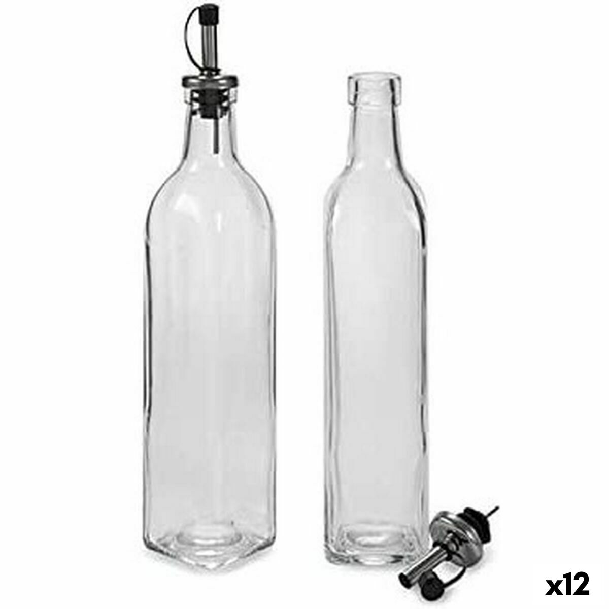 Set med olja och vinäger Vivalto Transparent Glas Silikon Rostfritt stål 500 ml 2 x 50 ml 5,7 x 29,5 x 5,7 cm 12 x 31 x 6 cm (12