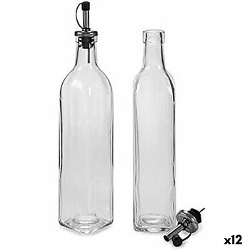 Set med olja och vinäger Vivalto Transparent Glas Silikon Rostfritt stål 500 ml 2 x 50 ml 5,7 x 29,5 x 5,7 cm 12 x 31 x 6 cm (12
