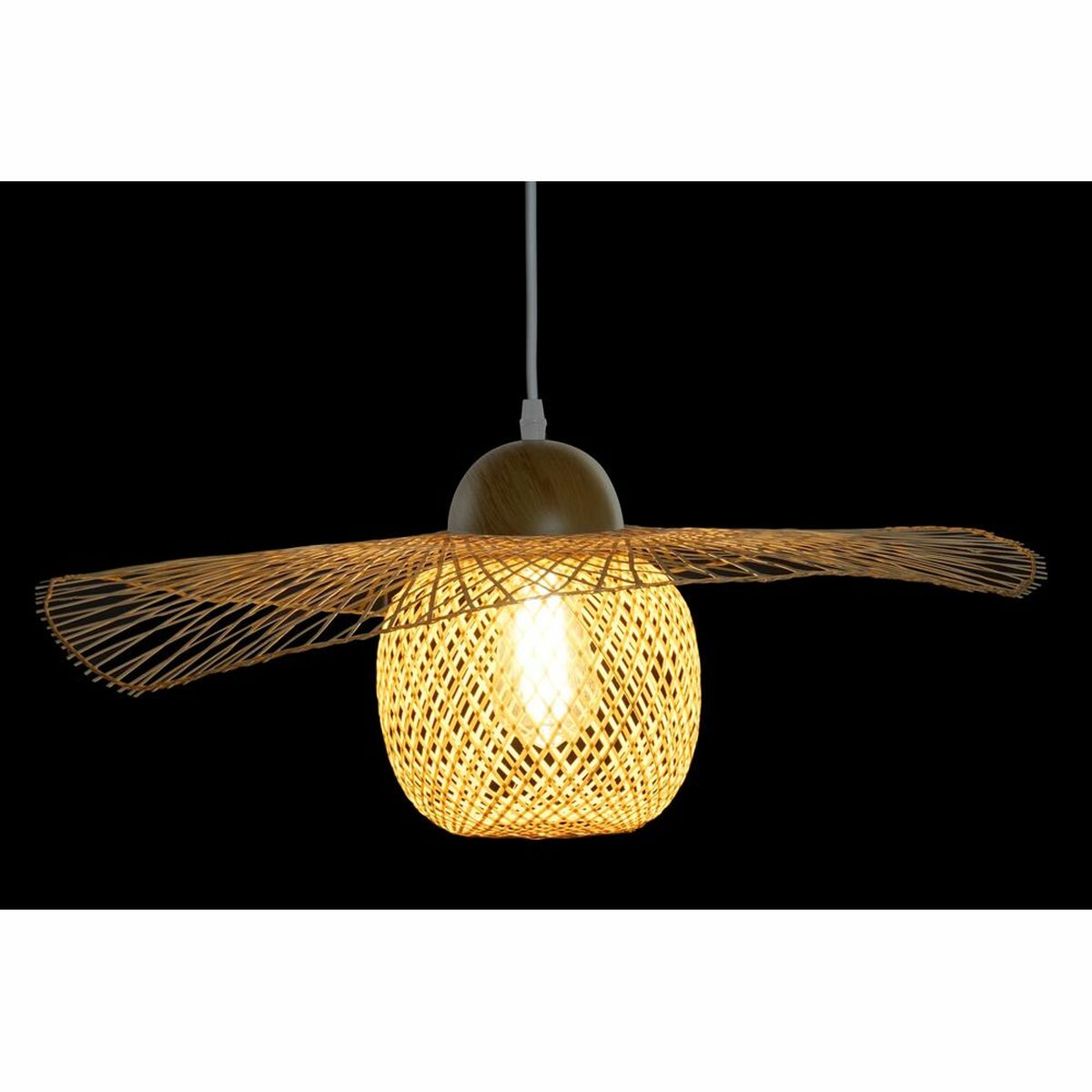 Taklampa DKD Home Decor Multicolour Naturell Trä Bambu Solhatt 55 x 55 x 19 cm - 2