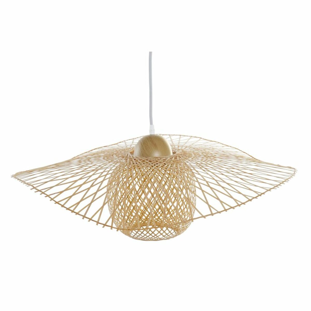 Taklampa DKD Home Decor Multicolour Naturell Trä Bambu Solhatt 55 x 55 x 19 cm