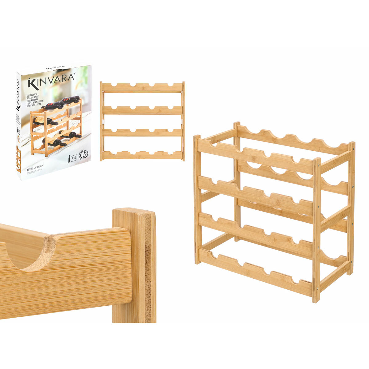 Flaskställ Kinvara Naturell 45 x 23,5 x 42,5 cm (4 antal) - 2