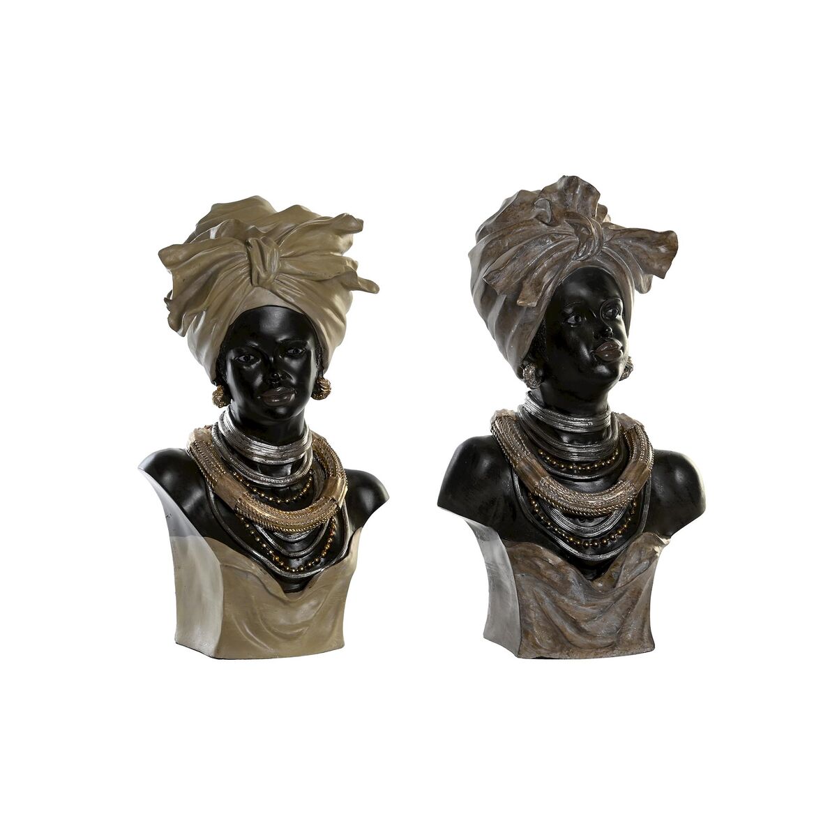 Prydnadsfigur DKD Home Decor Svart Beige Kolonial Afrikanska 22 x 15 x 37 cm (2 antal) - 3