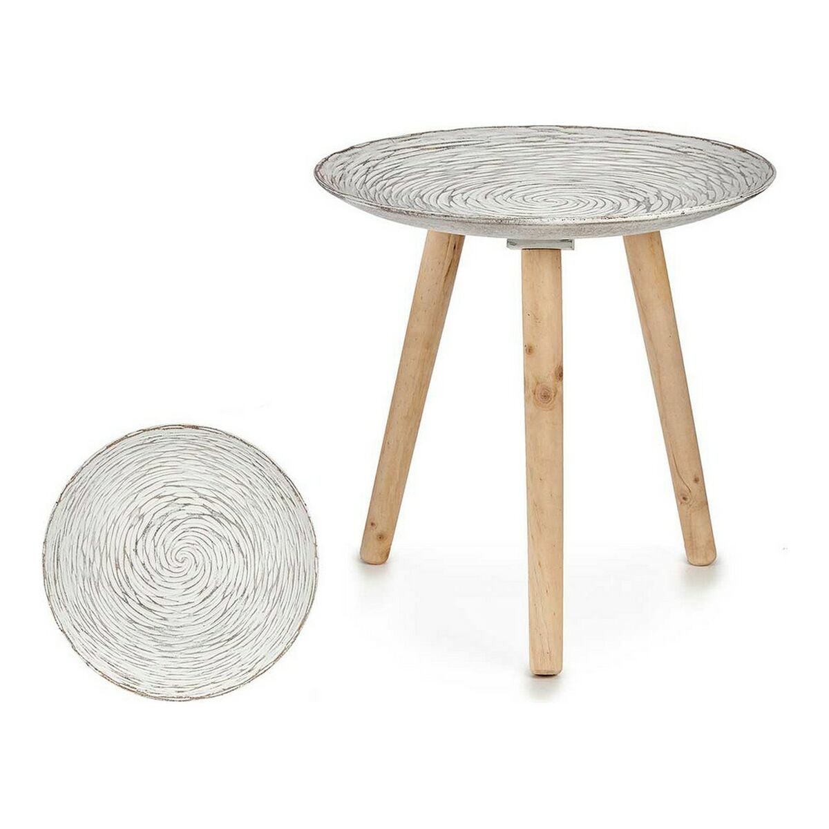 Sidobord Gift Decor Vit Brun Trä 40 x 39 x 40 cm Spiraler - 3