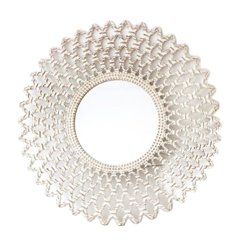 Väggspegel DKD Home Decor Glas Vit Trä MDF Avskalad (90 x 2,5 x 90 cm)