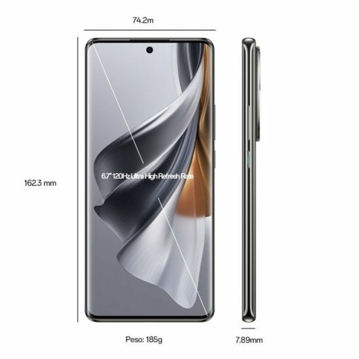 Smartphone Oppo 631001000272 Octa Core 12 GB RAM 256 GB Grå - 2