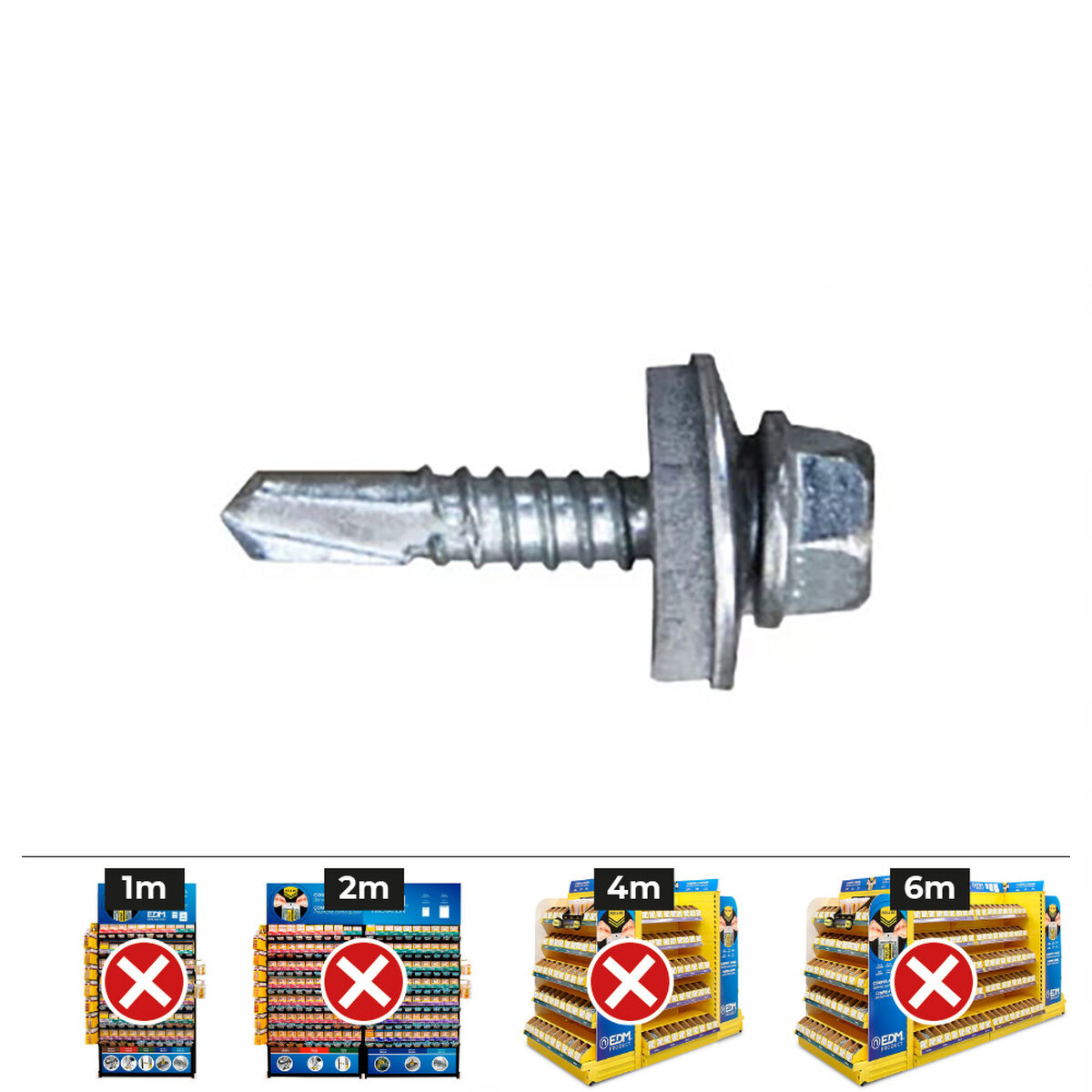 Låda med skruvar CELO 7301 Galvaniserad Ø 4,8 x 19 mm Med bricka Sexkantig Axel (1000 Unidades) - 2