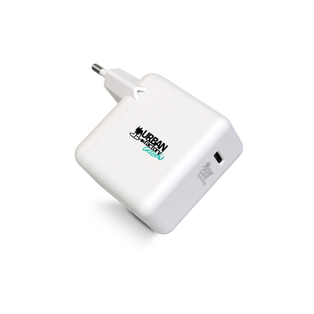Väggladdare + USB C kabel Urban Factory GSC65UF Vit - 3