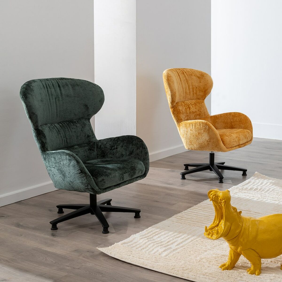 Fåtölj Svart Senap 78 x 84,5 x 104,5 cm - 3