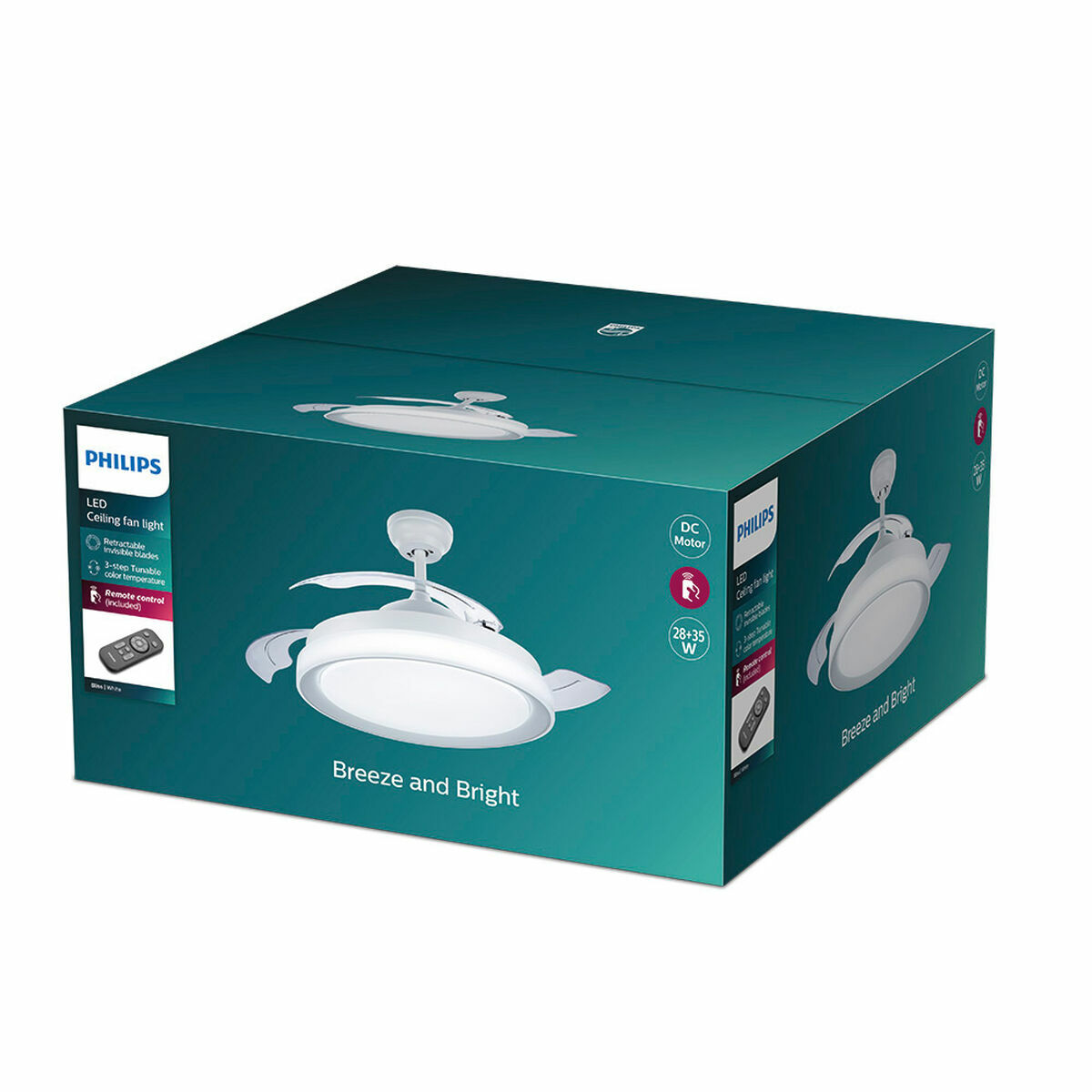 Takfläkt med belysning Philips Atlas Vit 35 W 28 W 4500 Lm - 2