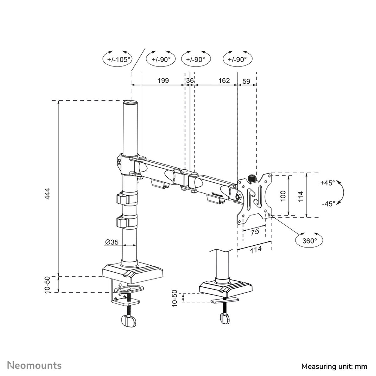 Bordfäste för Skärm Neomounts DS60-600BL1 10" 32" - 3